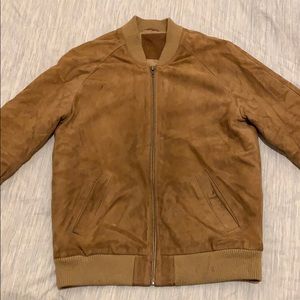 Brown suede bomber jacket